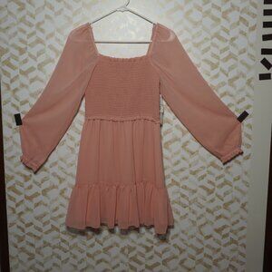 1.STATE Women's Smocked Ruffle Hem Long Sleeve Dress | NWT | Small